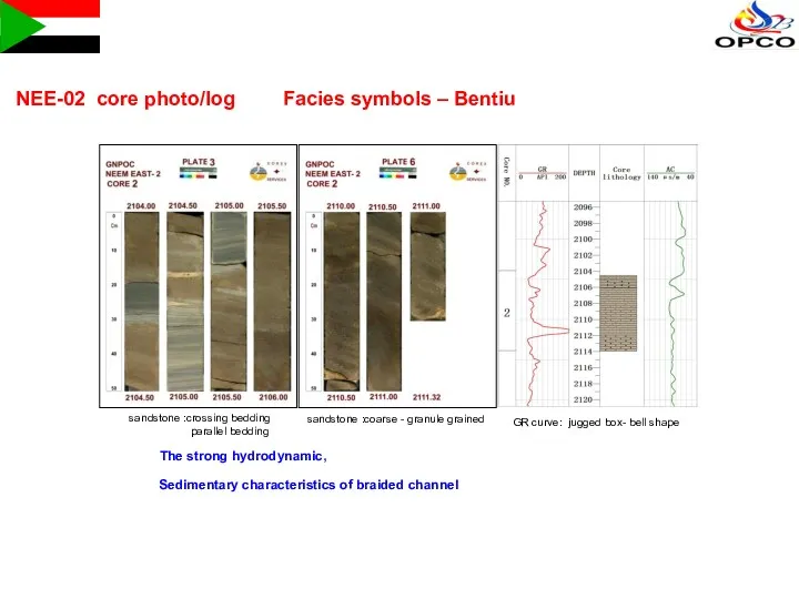 Facies symbols – Bentiu NEE-02 core photo/log sandstone :crossing bedding