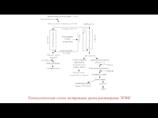 Технологическая схема экстракции урана растворами ЭГФК