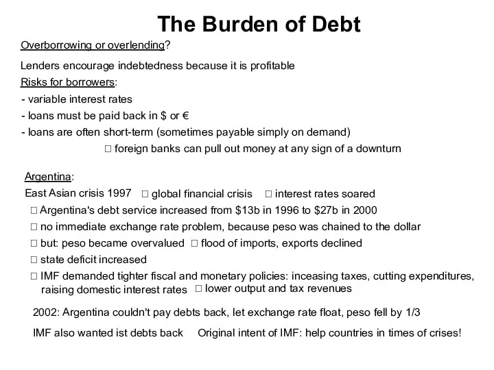 The Burden of Debt Overborrowing or overlending? Lenders encourage indebtedness because it is
