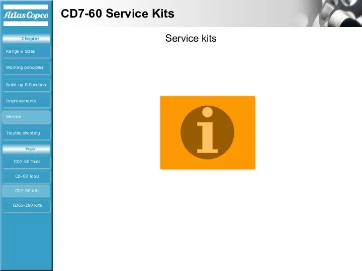 CD7-60 Service Kits Service kits CD7-60 Tools CD-60 Tools CD7-60 Kits CD65-280 Kits Service