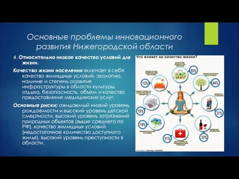 Основные проблемы инновационного развития Нижегородской области 4. Относительно низкое качество