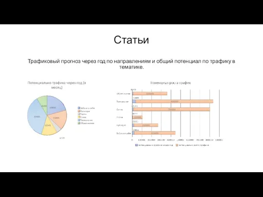 Статьи Трафиковый прогноз через год по направлениям и общий потенциал по трафику в тематике.