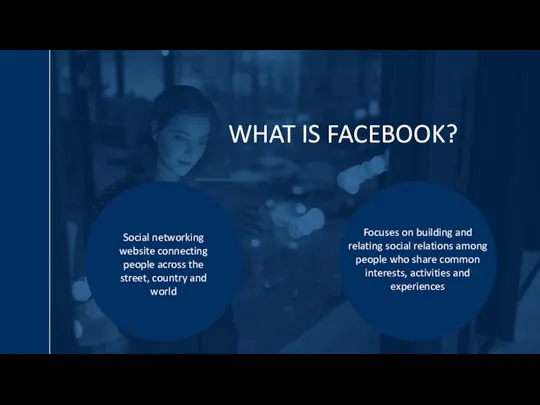 WHAT IS FACEBOOK? Social networking website connecting people across the