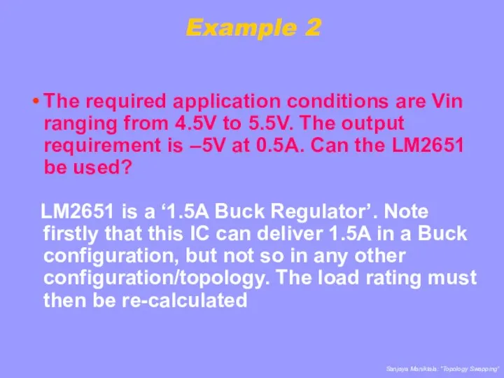 Example 2 The required application conditions are Vin ranging from 4.5V to 5.5V.