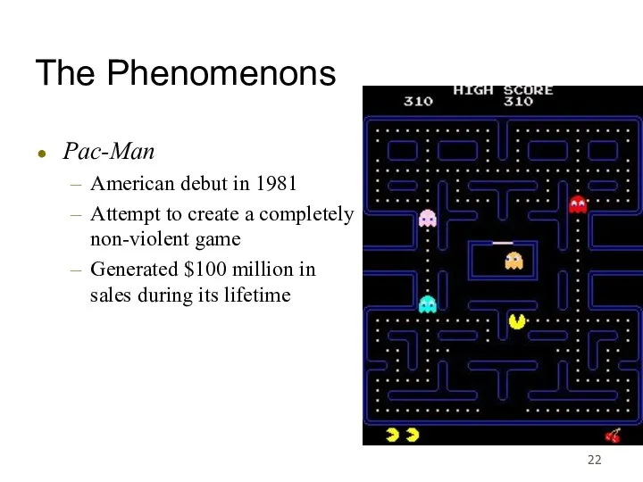 The Phenomenons Pac-Man American debut in 1981 Attempt to create