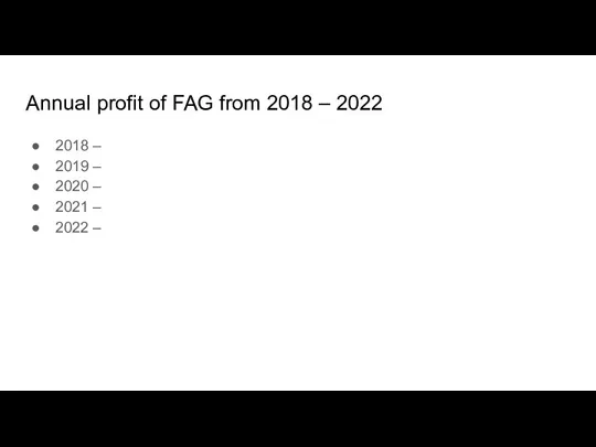 Annual profit of FAG from 2018 – 2022 2018 –