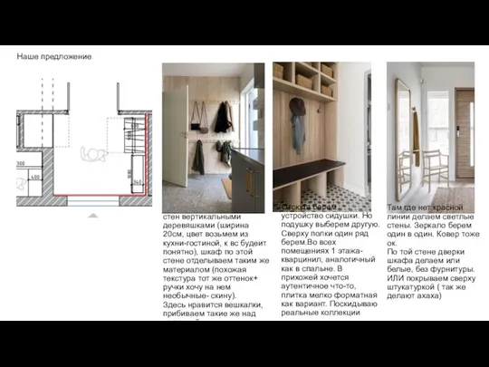 Наше предложение Красная линия-отделка стен вертикальными деревяшками (ширина 20см, цвет