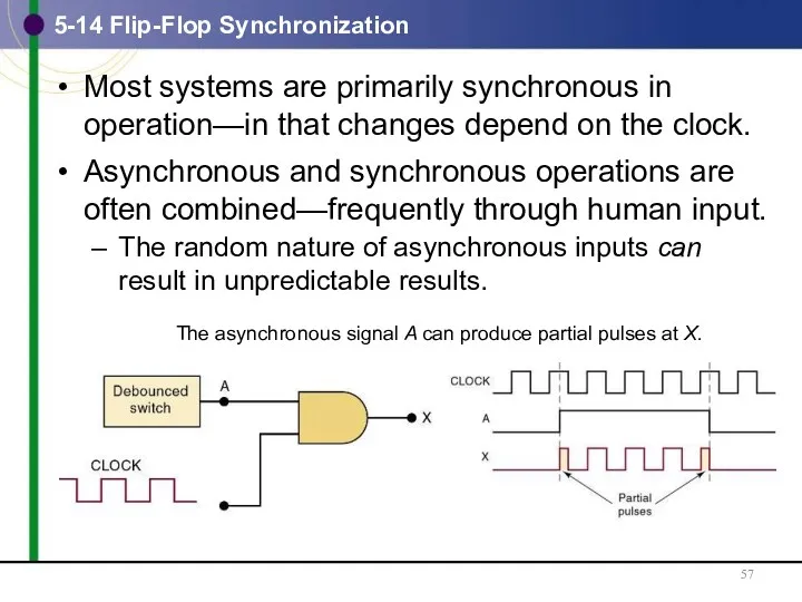 5-14 Flip-Flop Synchronization Most systems are primarily synchronous in operation—in that changes depend