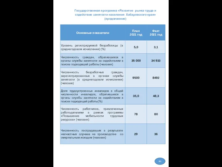 80 Государственная программа «Развитие рынка труда и содействие занятости населения Хабаровского края» (продолжение)