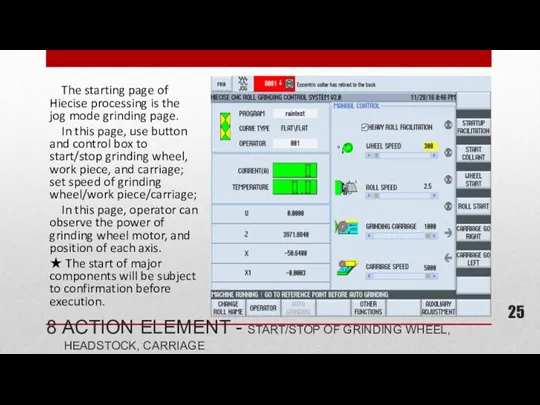 The starting page of Hiecise processing is the jog mode