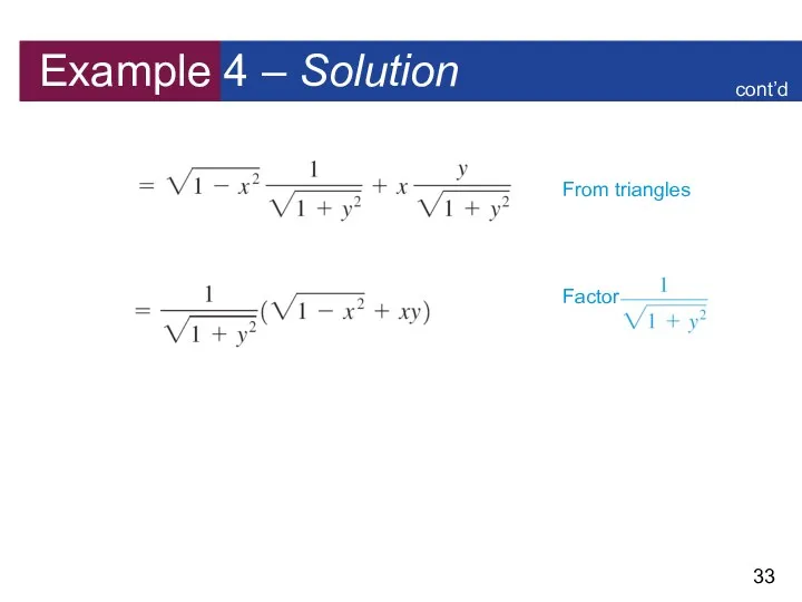 Example 4 – Solution cont’d From triangles