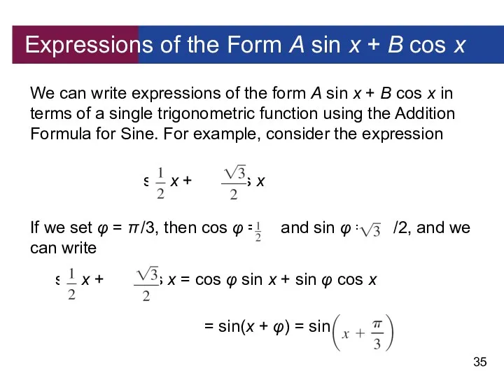 Expressions of the Form A sin x + B cos