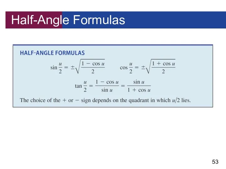 Half-Angle Formulas