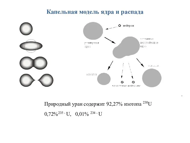 Капельная модель ядра и распада , Природный уран содержит 92,27%