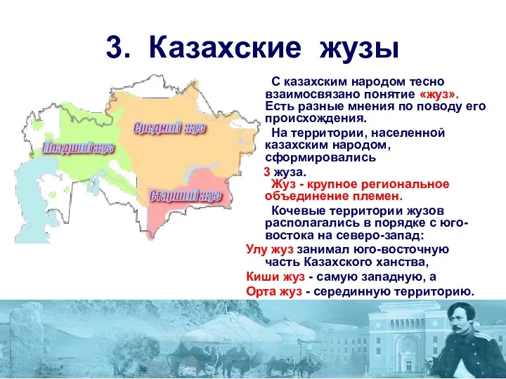 3. Казахские жузы С казахским народом тесно взаимосвязано понятие «жуз».