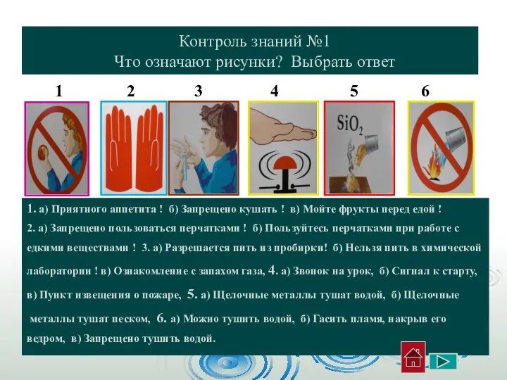 Контроль знаний №1 Что означают рисунки? Выбрать ответ 1 2