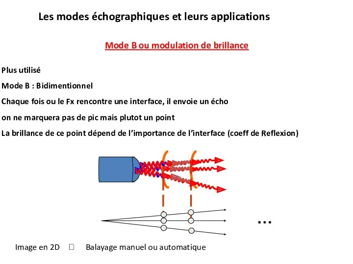Les modes échographiques et leurs applications Mode B ou modulation de brillance Plus