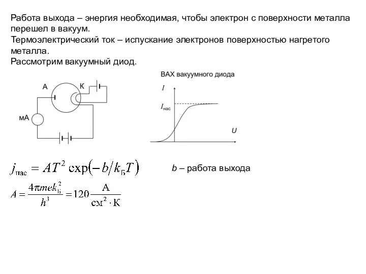 Работа выхода – энергия необходимая, чтобы электрон с поверхности металла