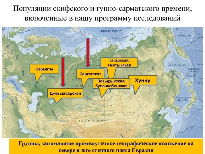 Популяции скифского и гунно-сарматского времени, включенные в нашу программу исследований