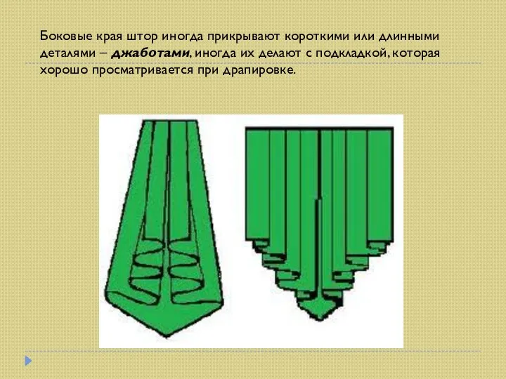 Боковые края штор иногда прикрывают короткими или длинными деталями –