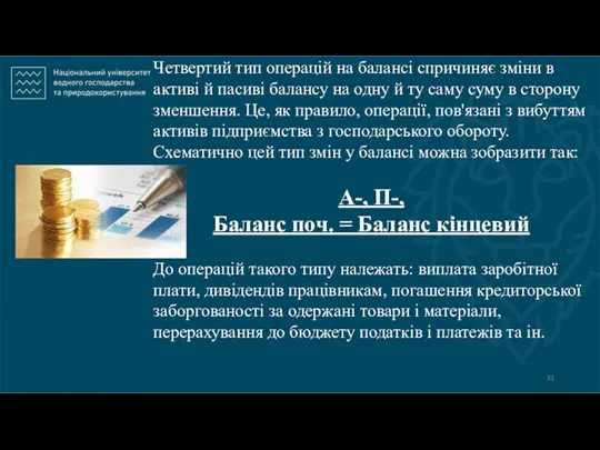 Четвертий тип операцій на балансі спричиняє зміни в активі й