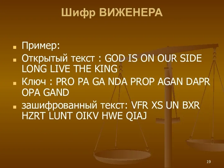 Пример: Открытый текст : GOD IS ON OUR SIDE LONG LIVE ТНЕ KING