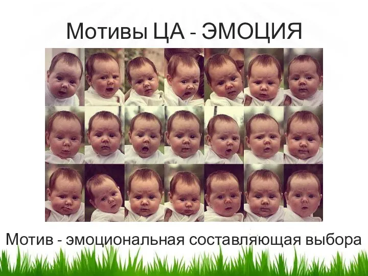 Мотивы ЦА - ЭМОЦИЯ Мотив - эмоциональная составляющая выбора