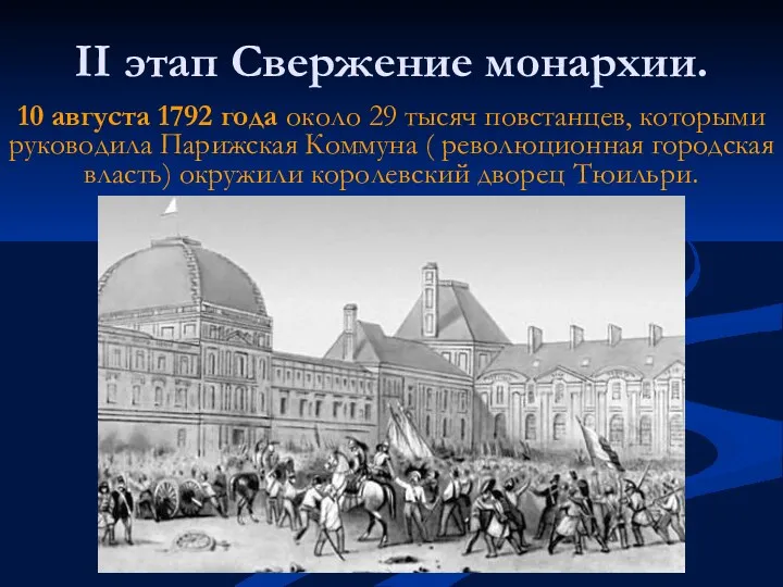 II этап Свержение монархии. 10 августа 1792 года около 29