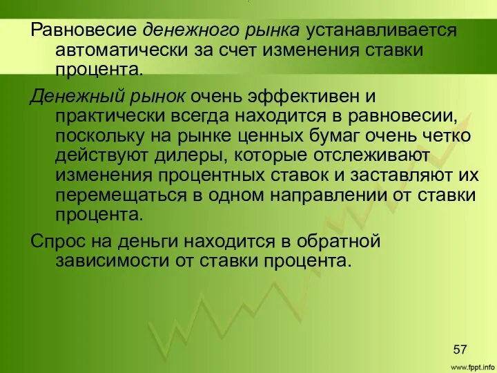 Title Равновесие денежного рынка устанавливается автоматически за счет изменения ставки