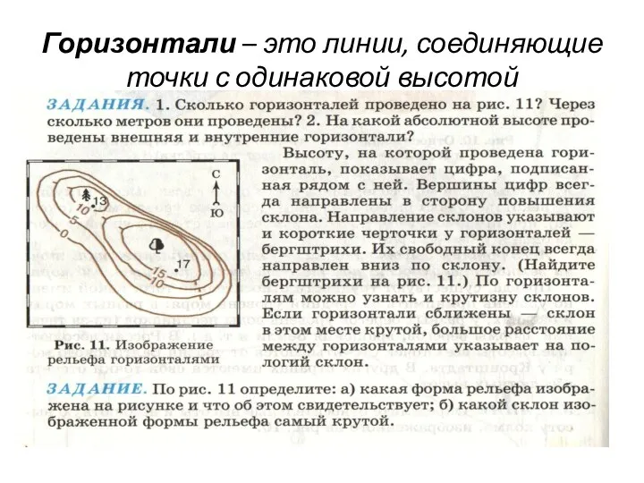 Горизонтали – это линии, соединяющие точки с одинаковой высотой