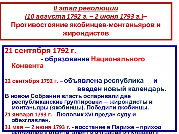 21 сентября 1792 г. - образование Национального Конвента 22 сентября