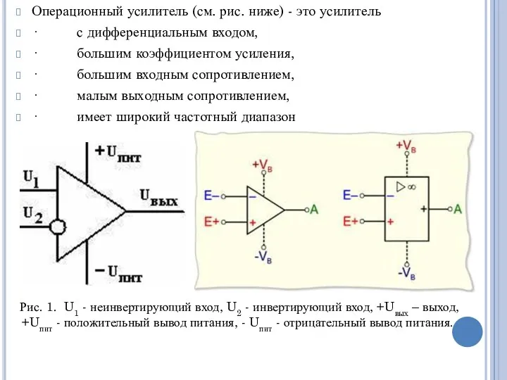 Операционный усилитель (см. рис. ниже) - это усилитель · с