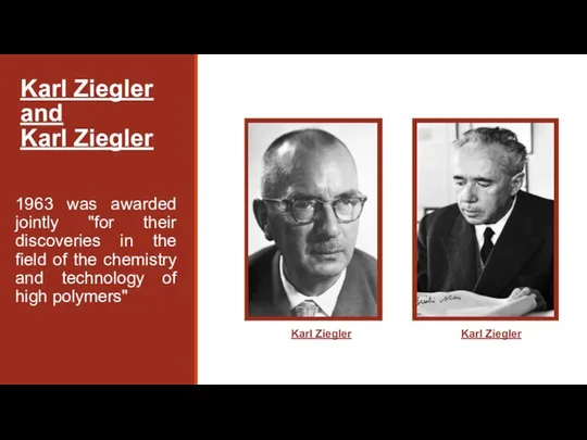 Karl Ziegler and Karl Ziegler 1963 was awarded jointly "for