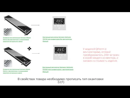 В свойствах товара необходимо прописать тип окантовки (U;F) У моделей