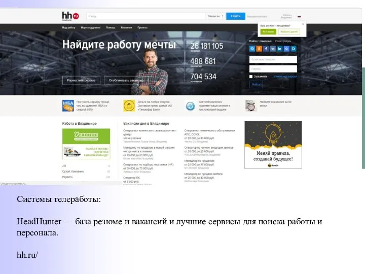 Системы телеработы: HeadHunter — база резюме и вакансий и лучшие