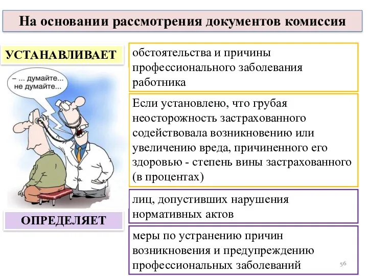 На основании рассмотрения документов комиссия УСТАНАВЛИВАЕТ ОПРЕДЕЛЯЕТ обстоятельства и причины