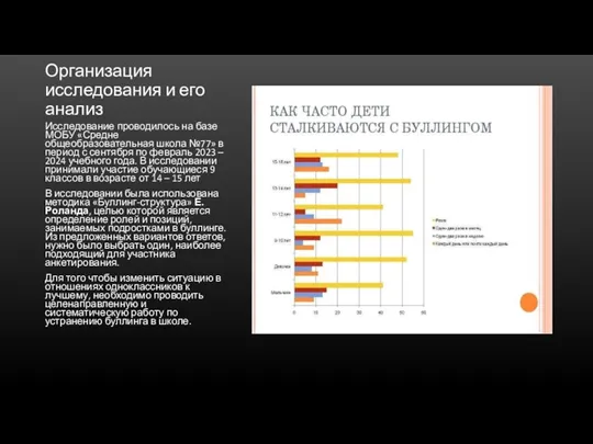 Организация исследования и его анализ Исследование проводилось на базе МОБУ