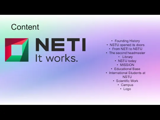 Content Founding History NSTU opened its doors From NETI to