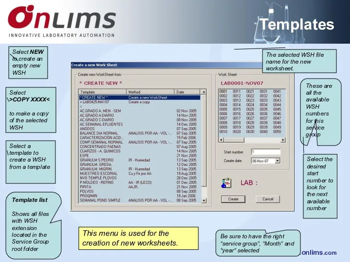 Templates Template list Shows all files with WSH extension located