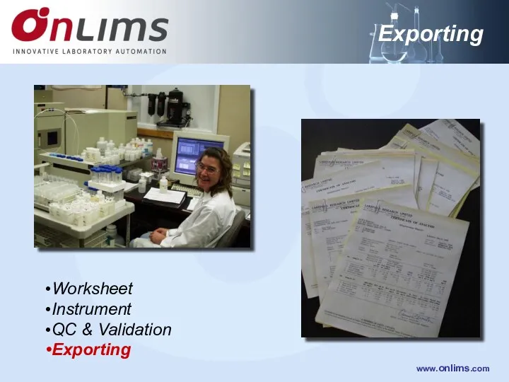 ** Exporting ** Worksheet Instrument QC & Validation Exporting Exporting