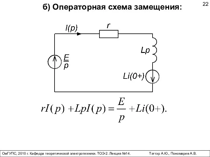 ОмГУПС, 2010 г. Кафедра теоретической электротехники. ТОЭ-2. Лекция №14. Тэттэр