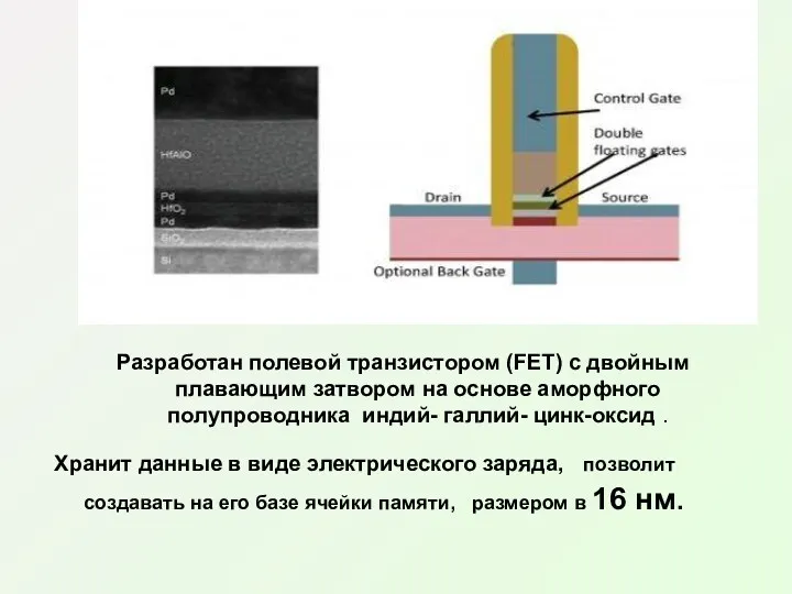 Разработан полевой транзистором (FET) с двойным плавающим затвором на основе