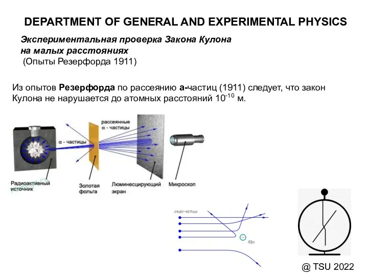 DEPARTMENT OF GENERAL AND EXPERIMENTAL PHYSICS @ TSU 2022 Экспериментальная