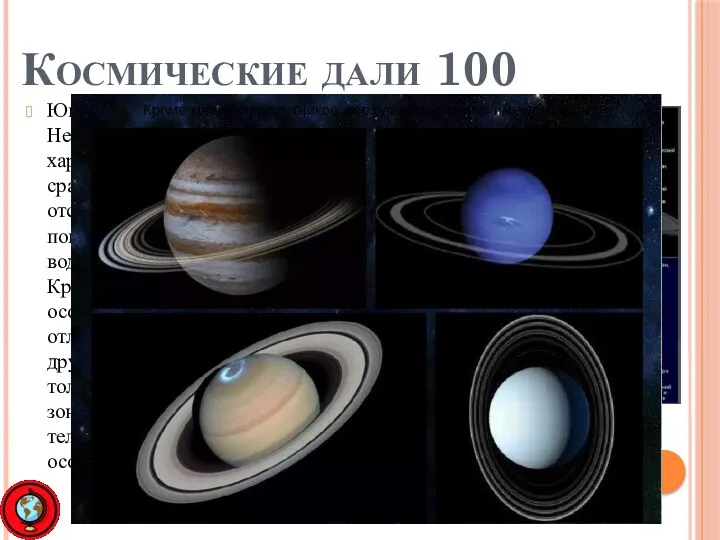 Космические дали 100 Юпитер, Сатурн, Уран и Нептун объединяет множество