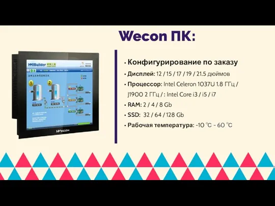 Конфигурирование по заказу Дисплей: 12 / 15 / 17 /