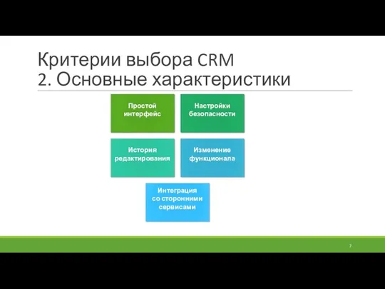 Критерии выбора CRM 2. Основные характеристики