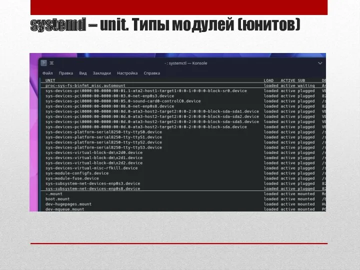 systemd – unit. Типы модулей (юнитов)