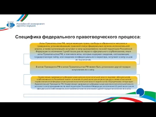 Специфика федерального правотворческого процесса: