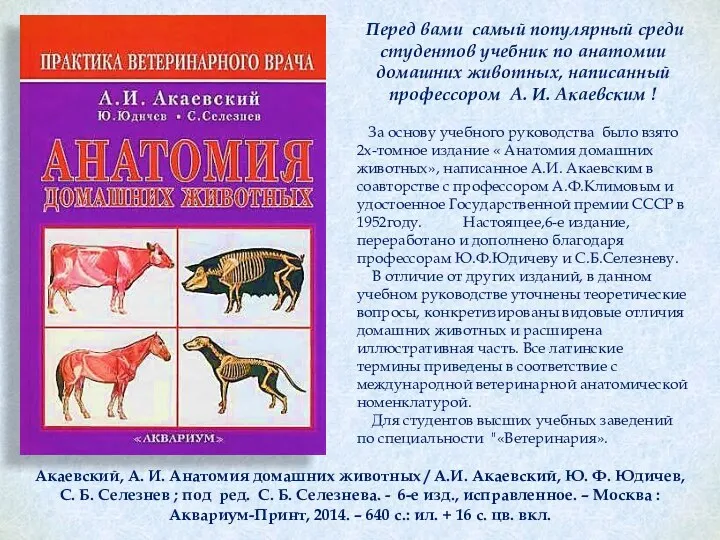 За основу учебного руководства было взято 2х-томное издание « Анатомия