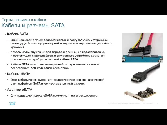 Порты, разъемы и кабели Кабели и разъемы SATA Кабель SATA